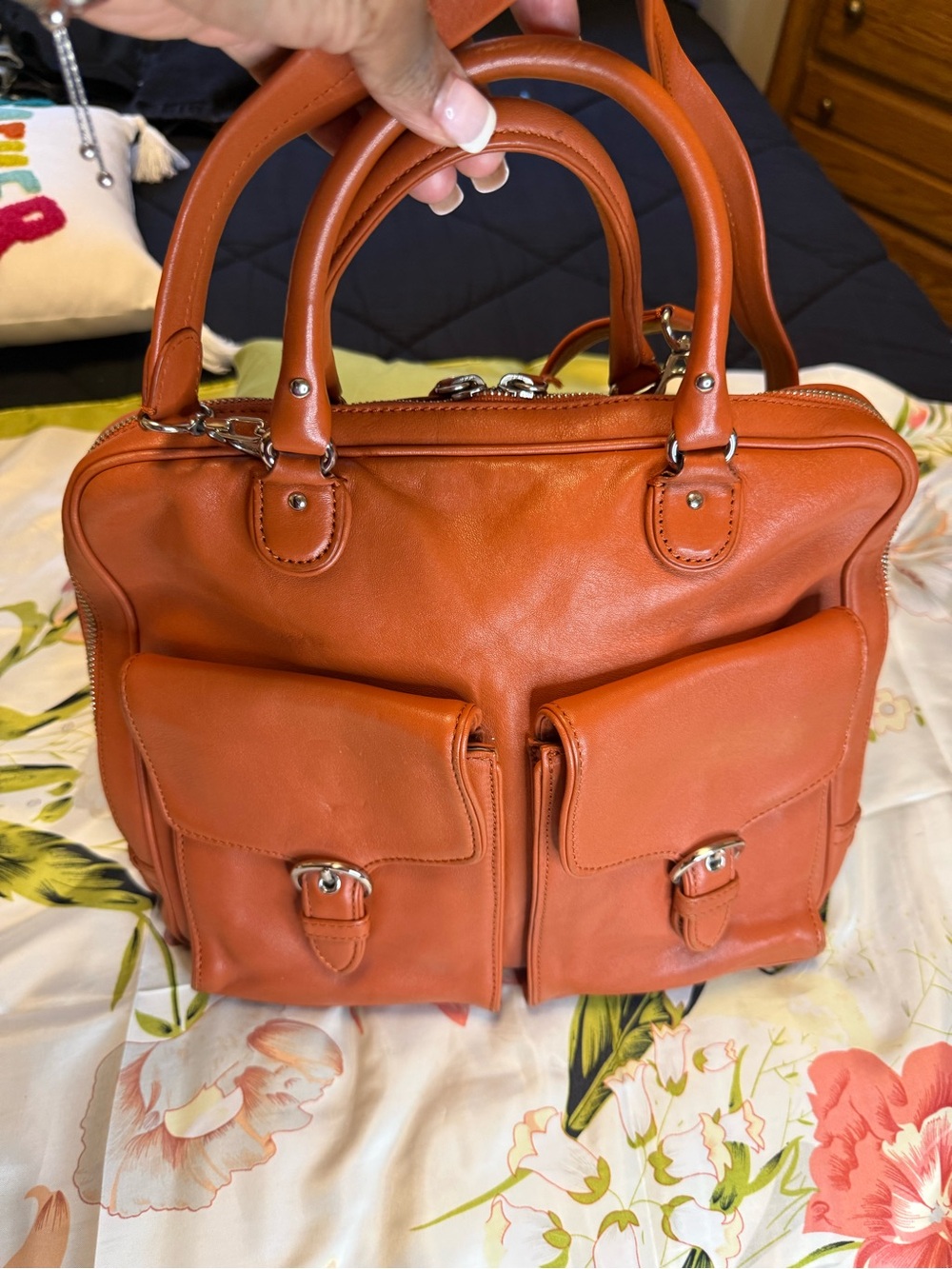 Cole Haan Avalon Leather Satchel Bag – Burnt Orange